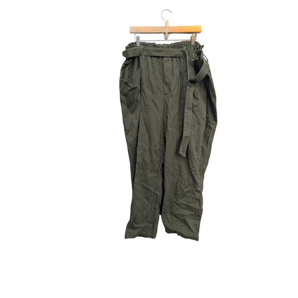 Ava Viv Baggy olive green pants paperboy tie waist granola office hobbit 2X